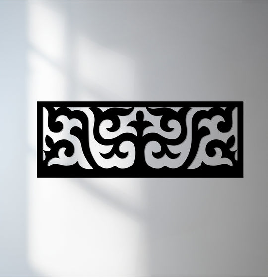 The darkest area defines the elegant scroll pattern of this royal essence ornamental metal wall decor panel, highlighting the laser-cut detailing for home decoration.