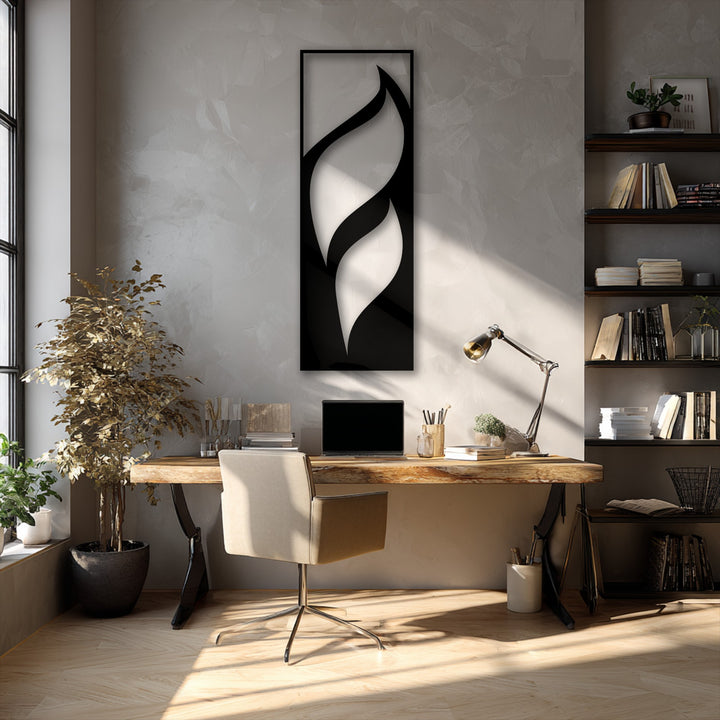 The matte black finish of the flowing leaves metal decoration wall art presents a sophisticated minimalist design.