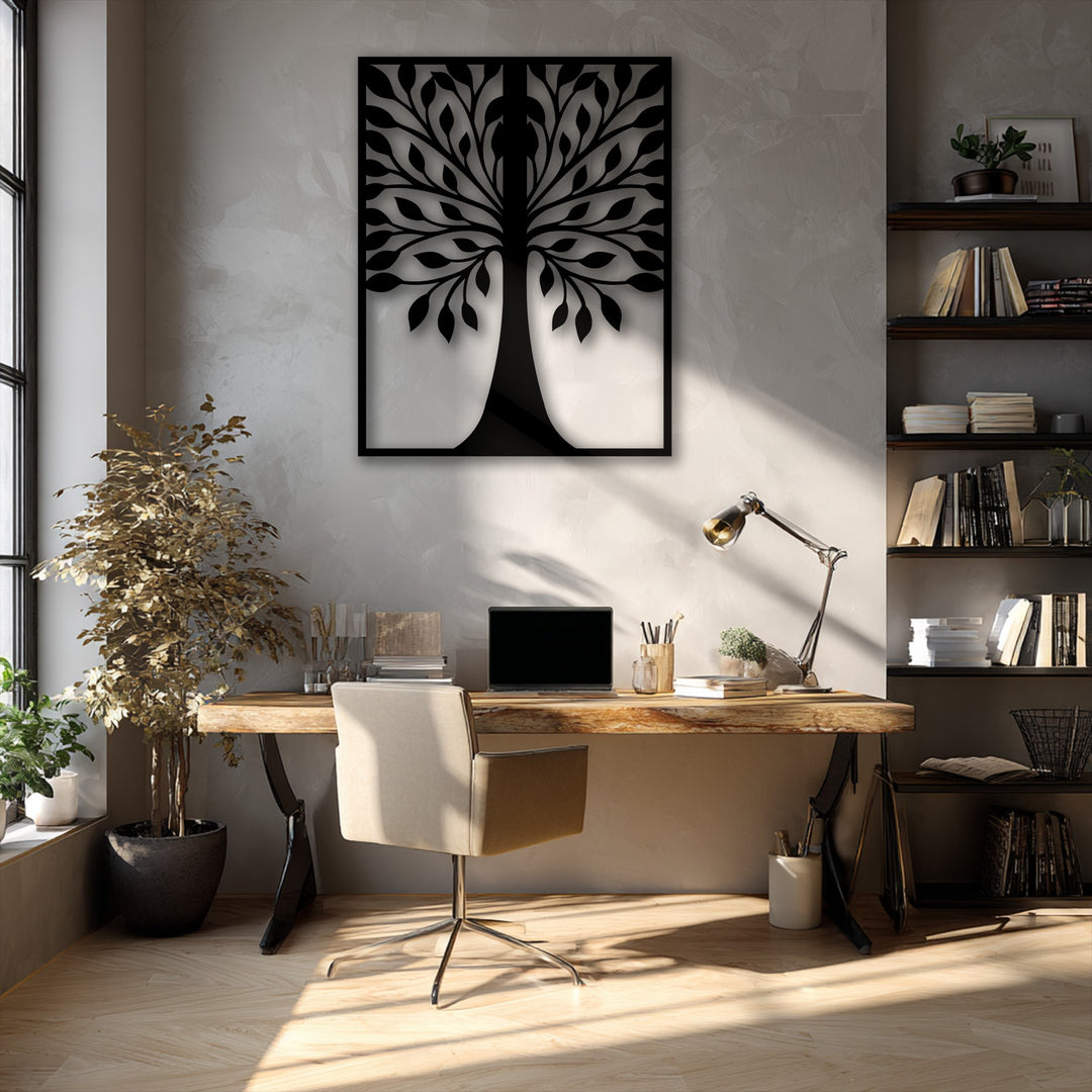 Featuring depth and subtle layers, the symmetrical leaf tree silhouette metal wall art stands out as captivating decoration wall art.