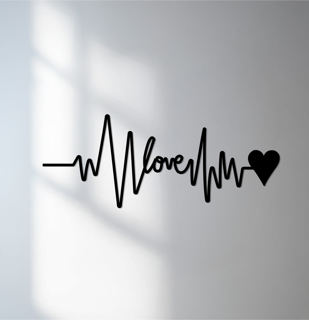 Heartbeat love metal wall art