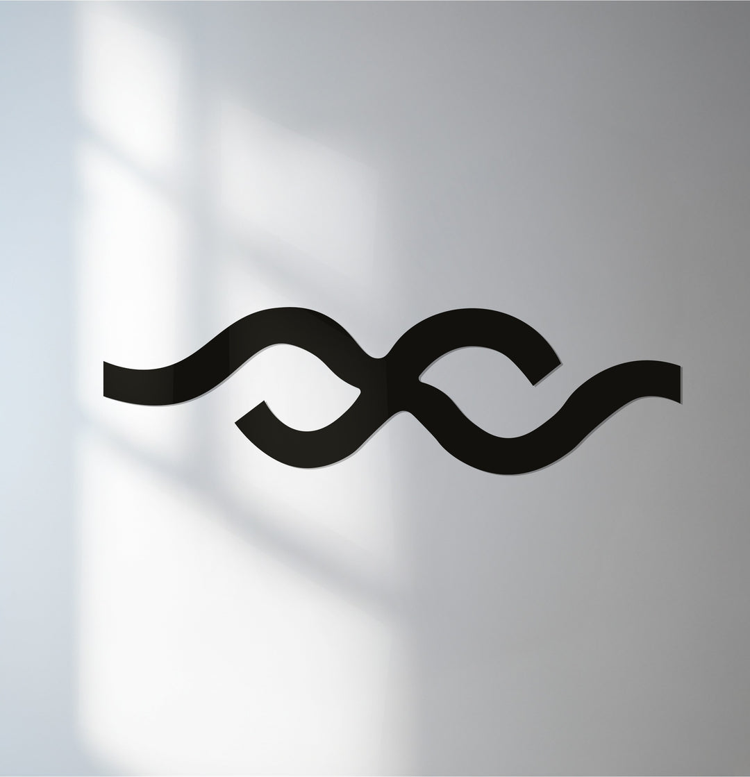Wave flow abstract black metal wall art décor
