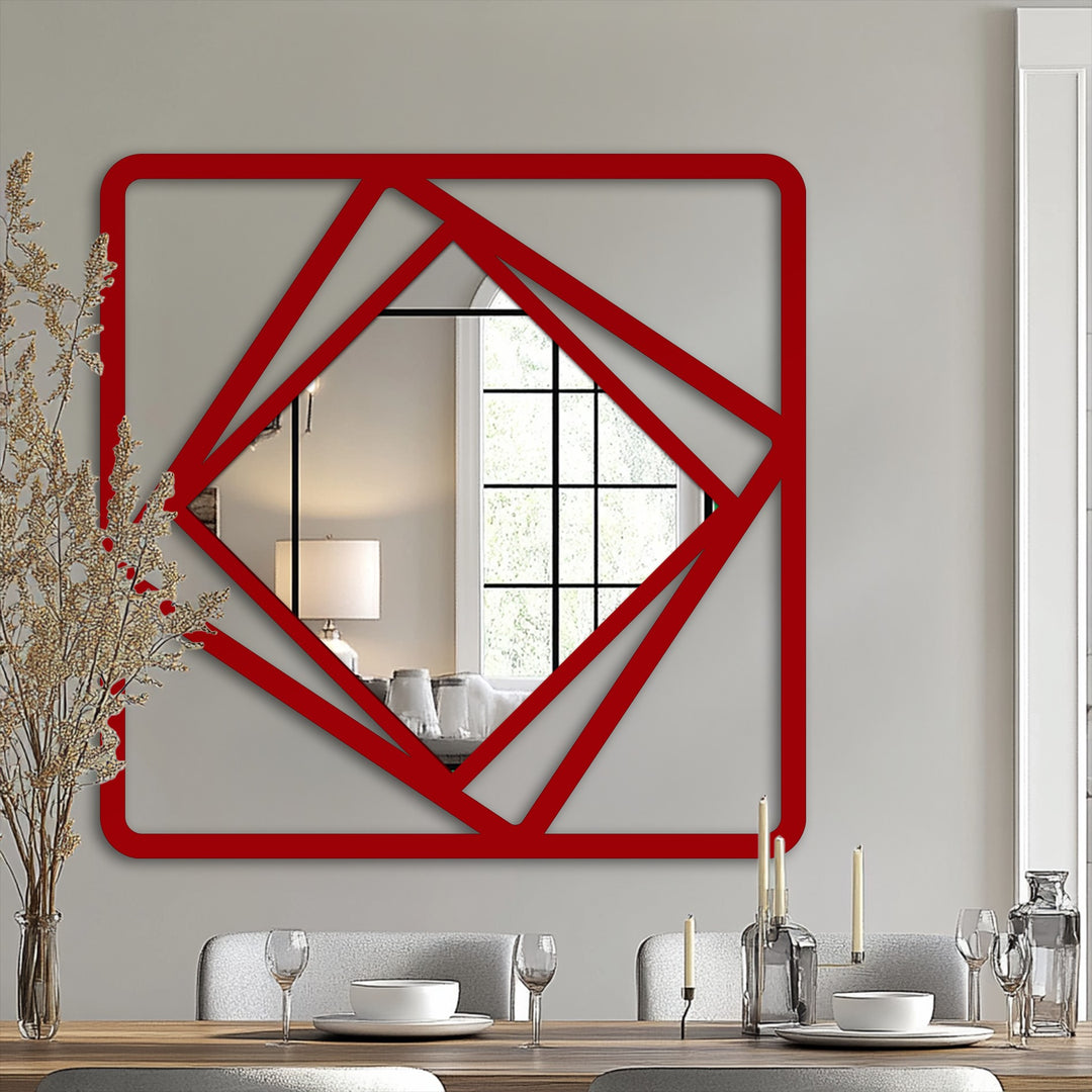 Black metal geometric wall mirror