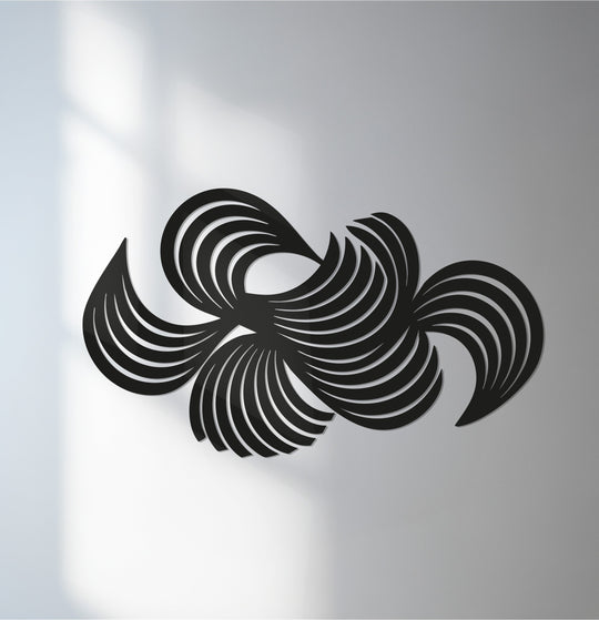 Visual rhythm is created by the repeating, curved lines of this modern abstract swirl metal decoration wall art, forming a captivating geometric design.