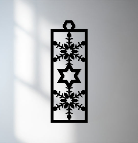 The layering effect in this decoration wall art emphasizes the snowflake and Star of David design, creating a captivating, multi-dimensional piece.