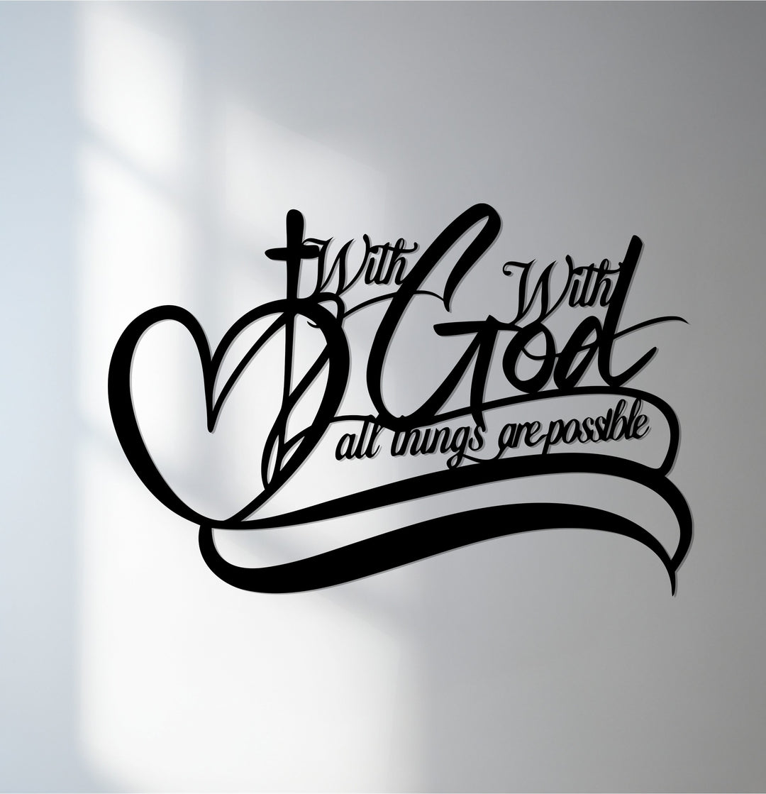 With God All Things Are Possible red metal wall art