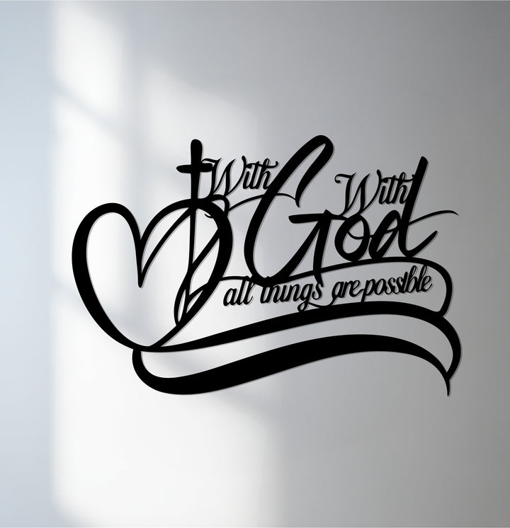 With God All Things Are Possible red metal wall art