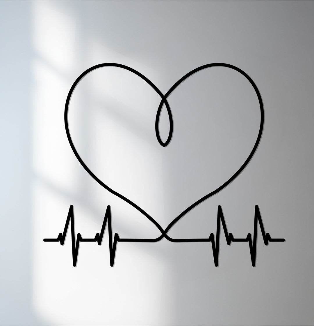 Infinite heart pulse metal wall art
