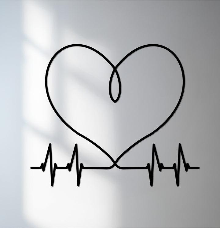 Infinite heart pulse metal wall art