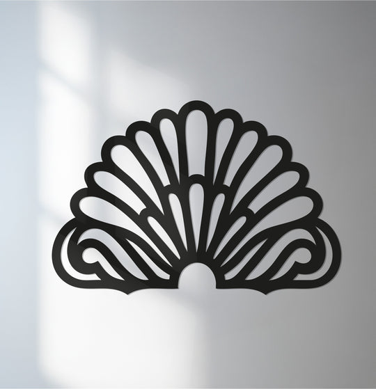 Durable metal wall decor showcasing the high-quality construction of this art deco fan wall art, a modern decorative wall art piece perfect for adding an elegant touch.