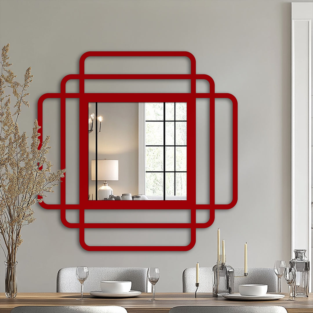 Showcasing excellent material quality, the rounded square modern wall mirror features layered frames that add a sophisticated touch with its durable decorative mirror.