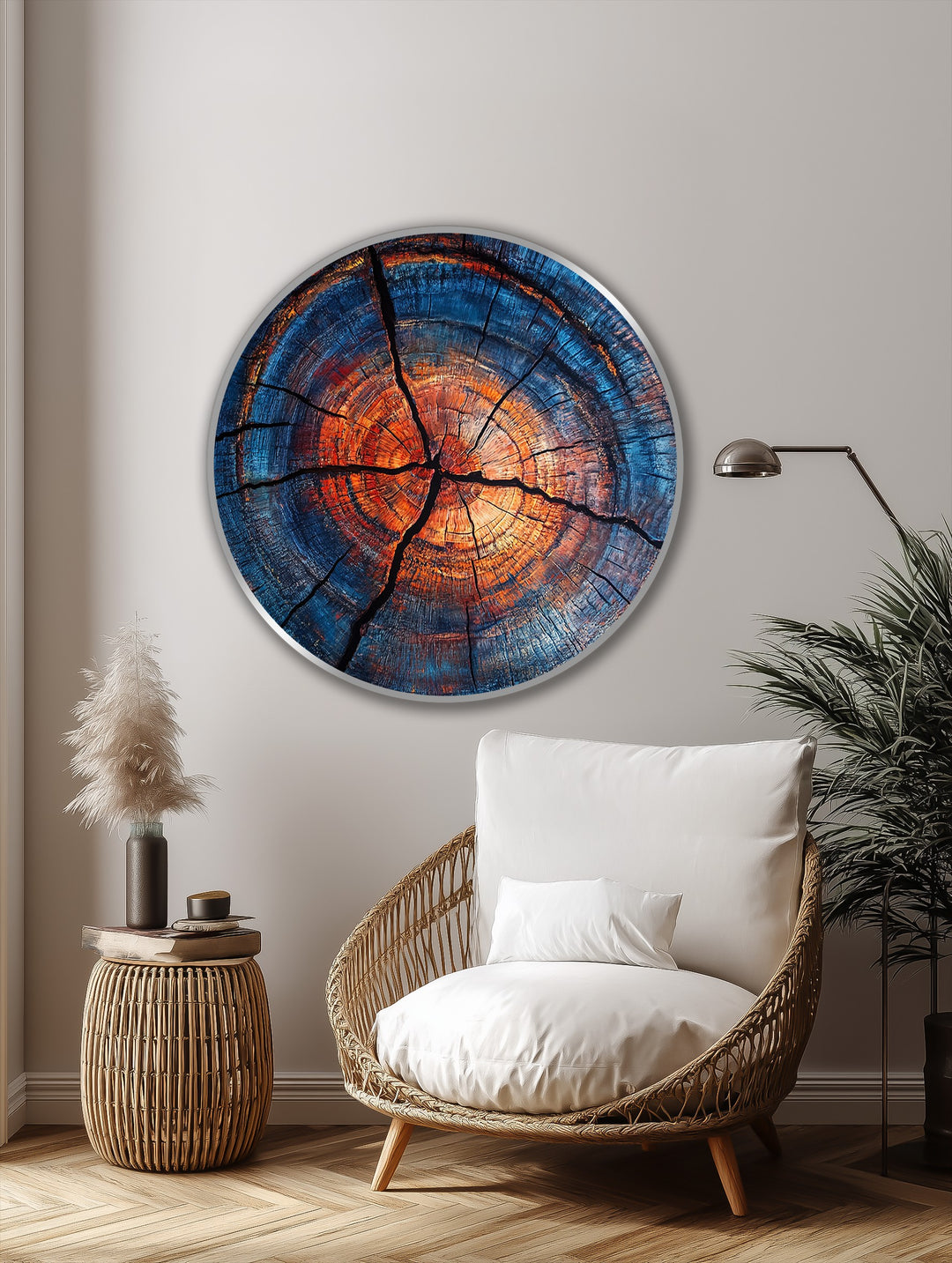 Oval der kosmischen Wellen Wandspiegel  – Moderner, geschichteter Metallspiegel