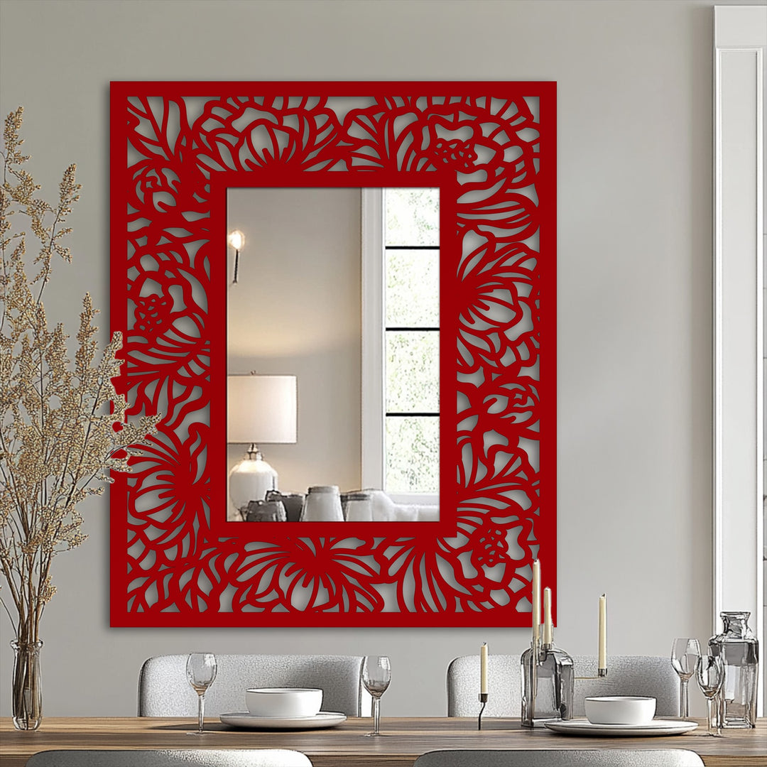 floral cutout metal mirror