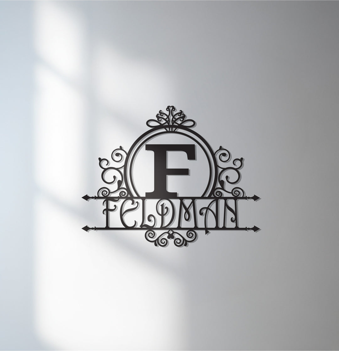 Elegant personalized family name metal wall art