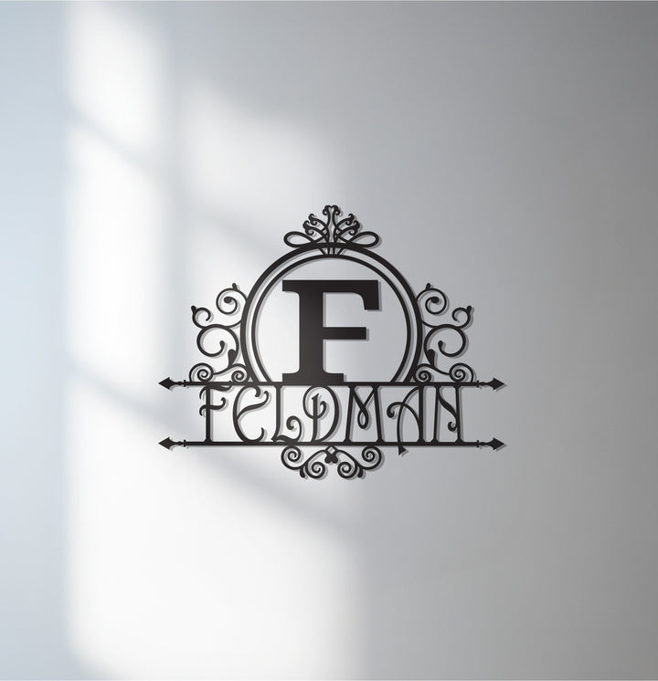 Elegant personalized family name metal wall art