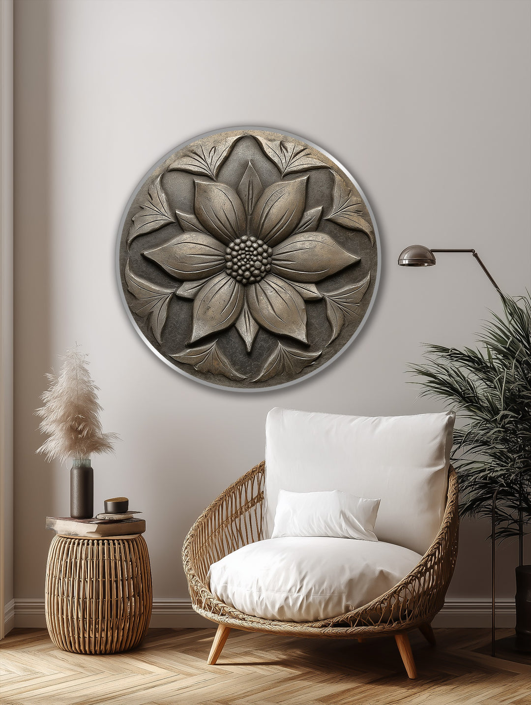 classic floral wall art round