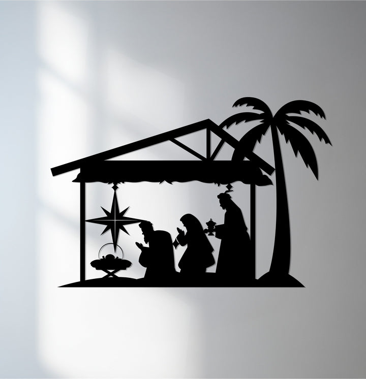 Nativity Scene Metal Wall Art for Christian Christmas home decor