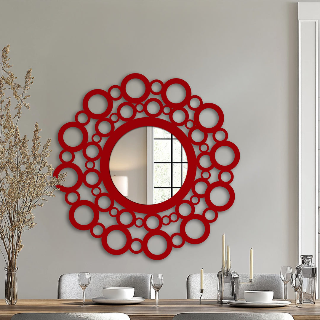 The bubble circle frame of the modern wall mirrors adds depth and character, forming a unique edge that enhances its artistic design.