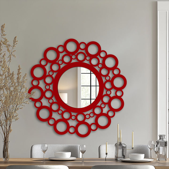 The bubble circle frame of the modern wall mirrors adds depth and character, forming a unique edge that enhances its artistic design.