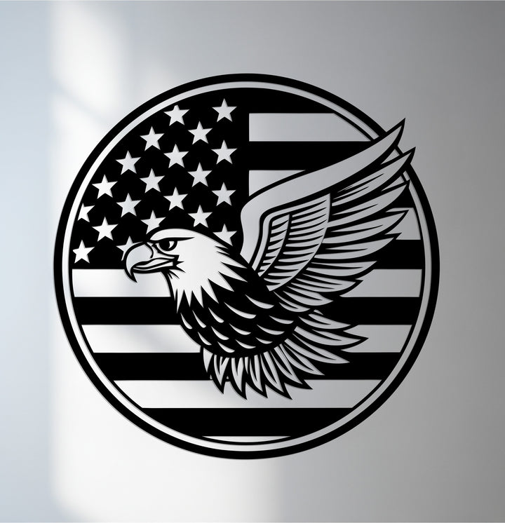 American eagle metal wall art with USA flag design