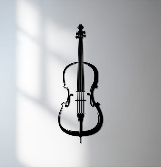 Bathed in light, this unique metal wall art depicts a violin silhouette, creating a decorative musical instrument with elegant curves.