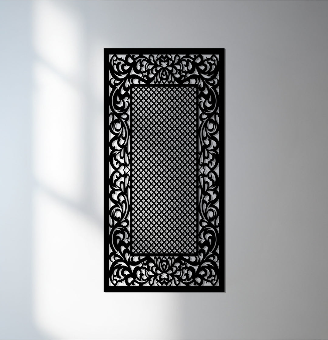 Ornate lattice metal wall art panel