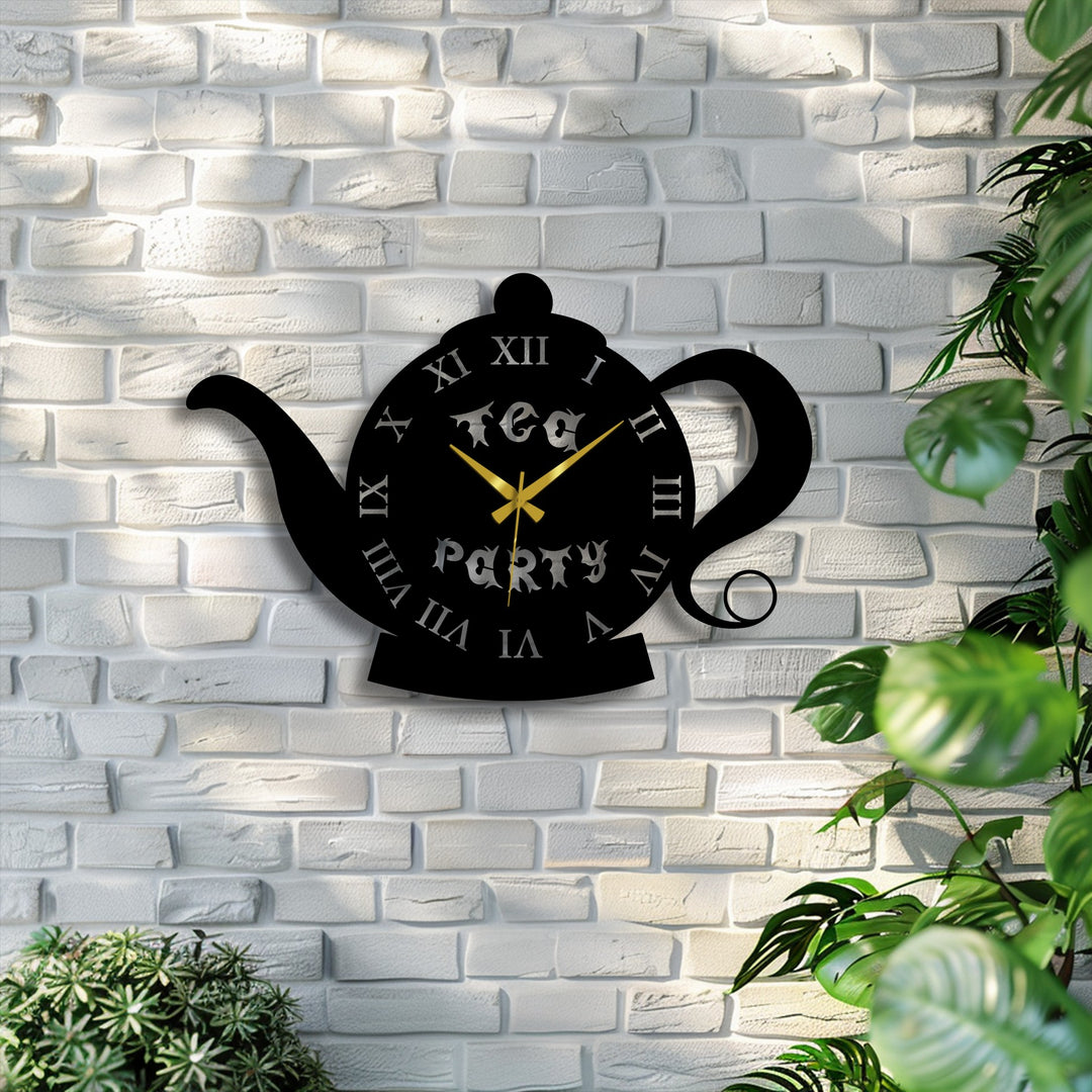 Playful, the teapot-shaped metal artwork wall clock adds a dash of vintage charm to any room, creating a mood of warmth and nostalgia.