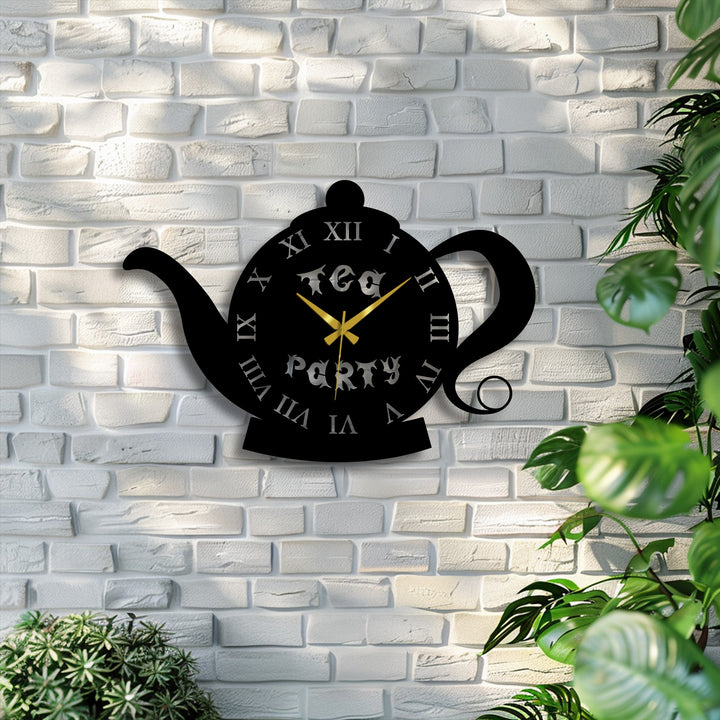 Playful, the teapot-shaped metal artwork wall clock adds a dash of vintage charm to any room, creating a mood of warmth and nostalgia.