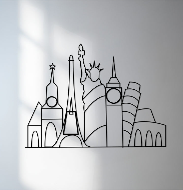 World landmarks metal wall art global decor