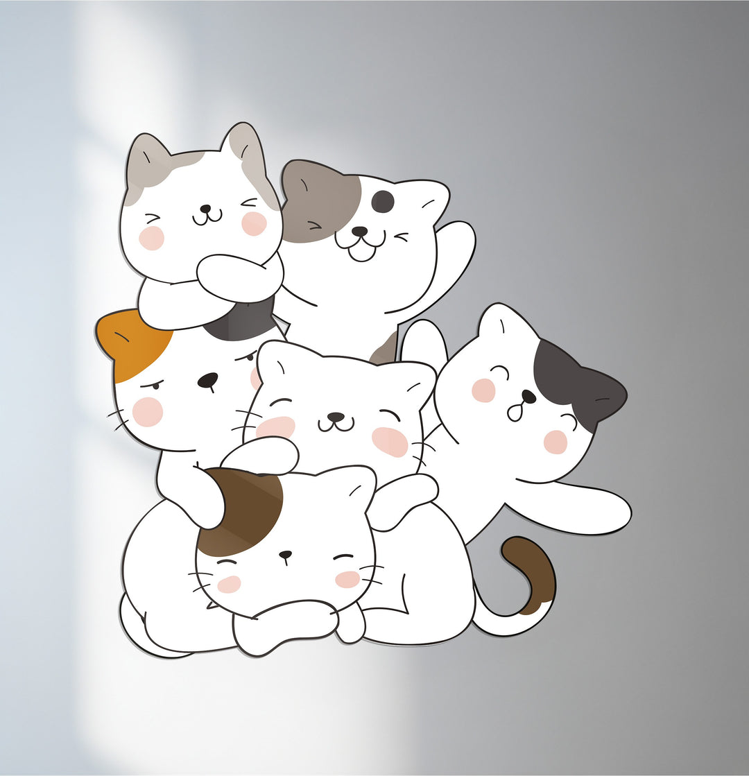 Cute stacked cat metal wall art for home decor