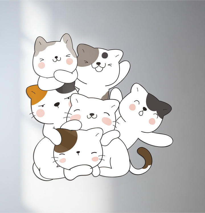 Cute stacked cat metal wall art for home decor