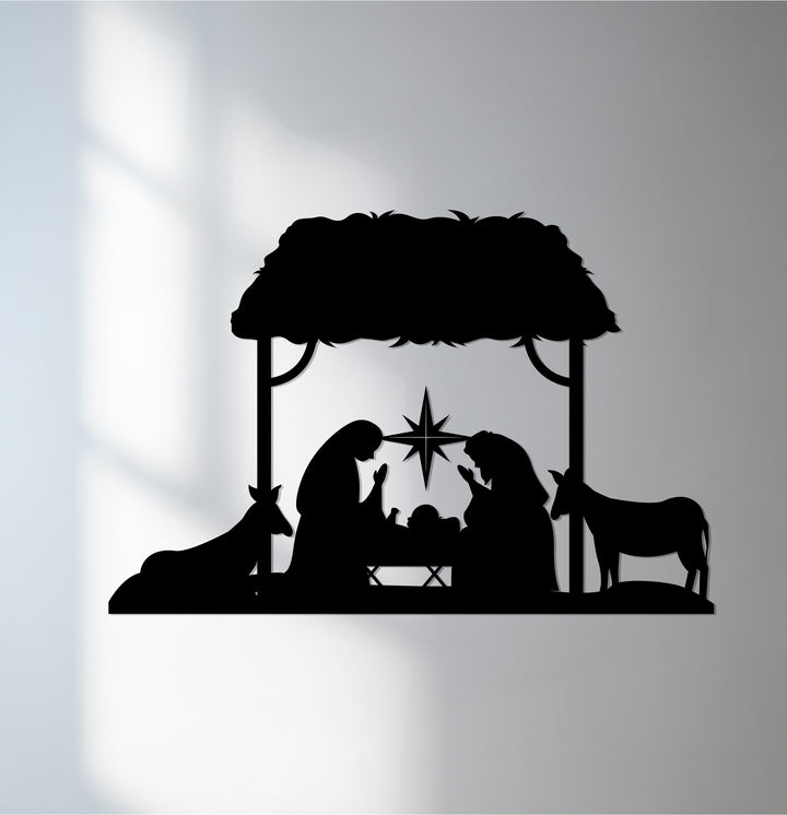 Holy Family Nativity Scene Metal Wall Art for Christmas home decor