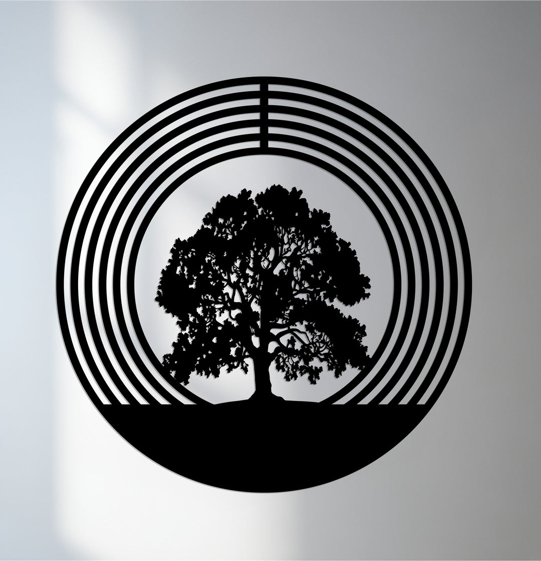 Arbre de Vie Sacré–Circulaire Moderne Décoration Murale Métal