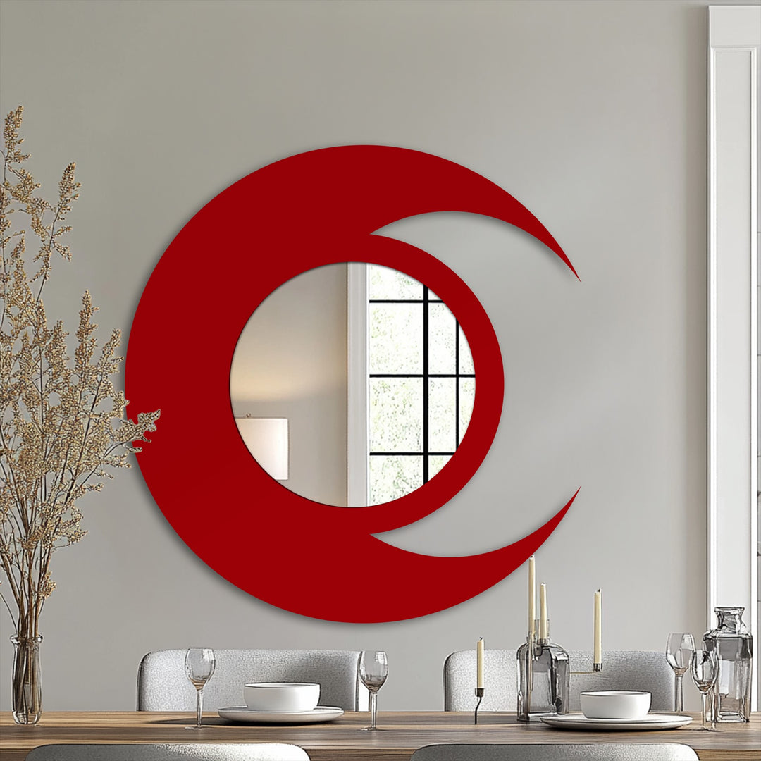Flowing crescent moon modern wall mirrors add a dynamic sense of movement to this celestial decoration wall art, reflecting light and space.