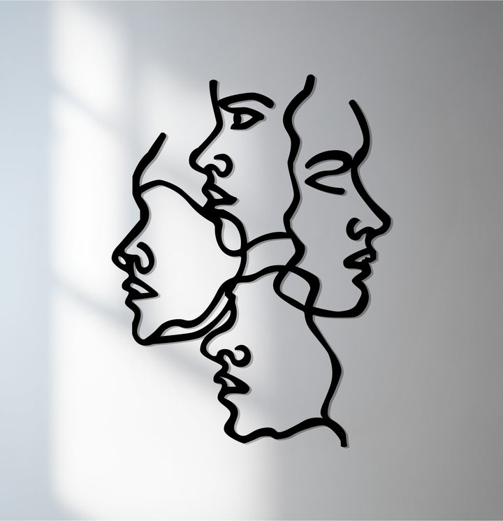 Abstract faces metal wall art décor