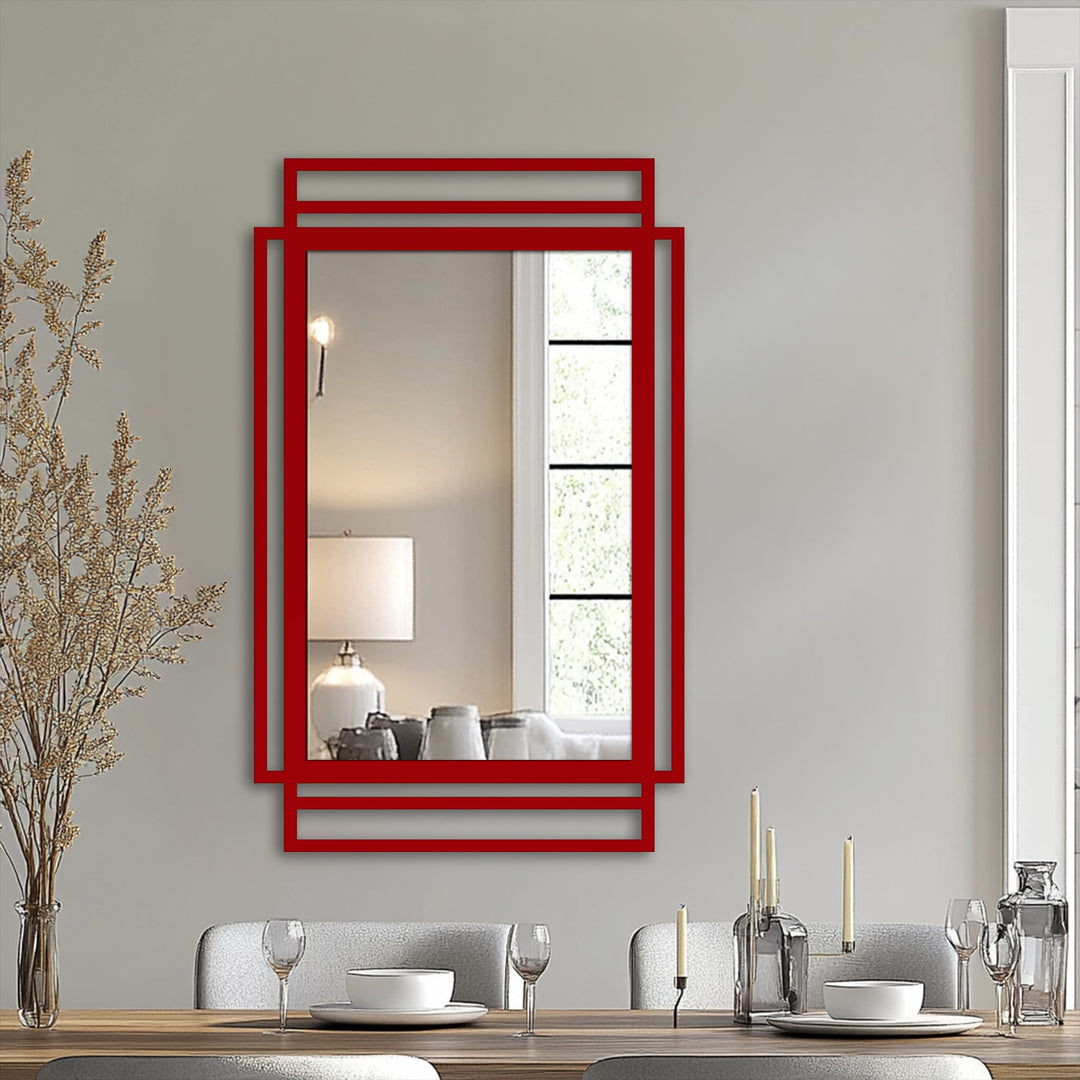Geometric Layered Frame Rectangular Floor Mirror with Minimal Black Lines
