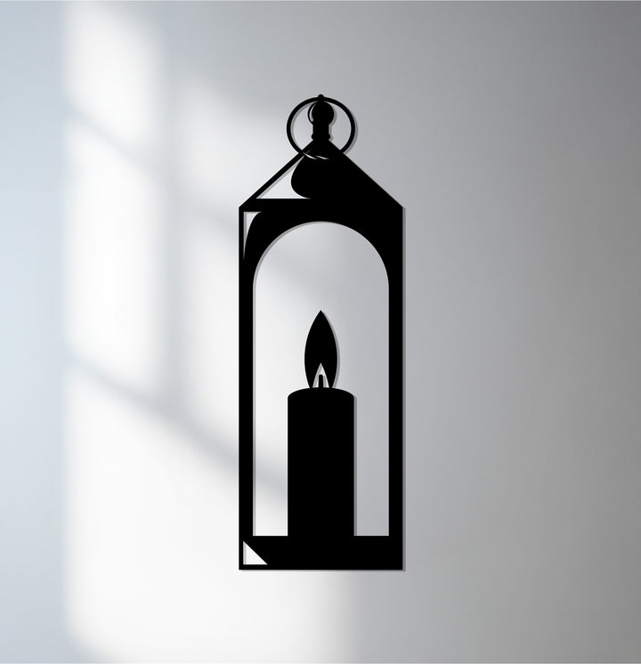 Minimal Ramadan candle lantern metal wall art