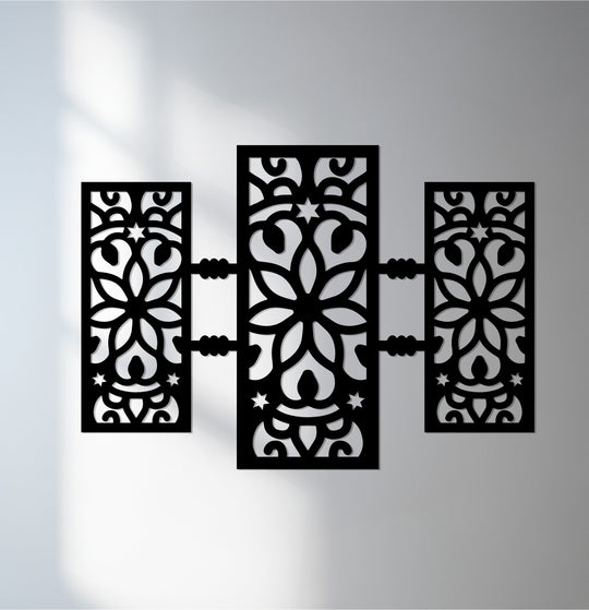 Subtle gradients highlight the transition between colors within this luminous petal metal artwork, accentuating the floral, geometric design in this modern wall art decor.