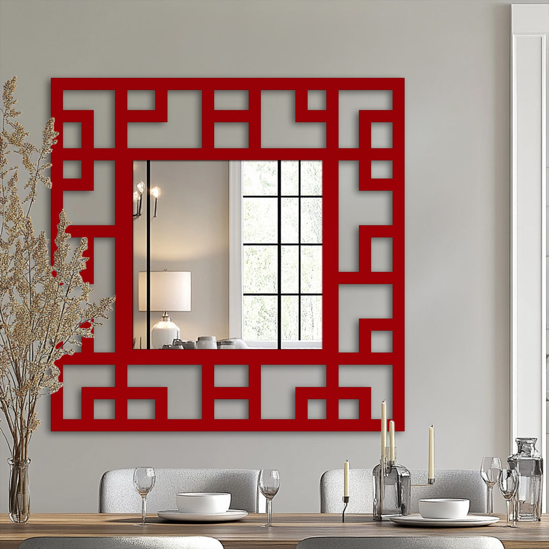 Square mirror with meander border