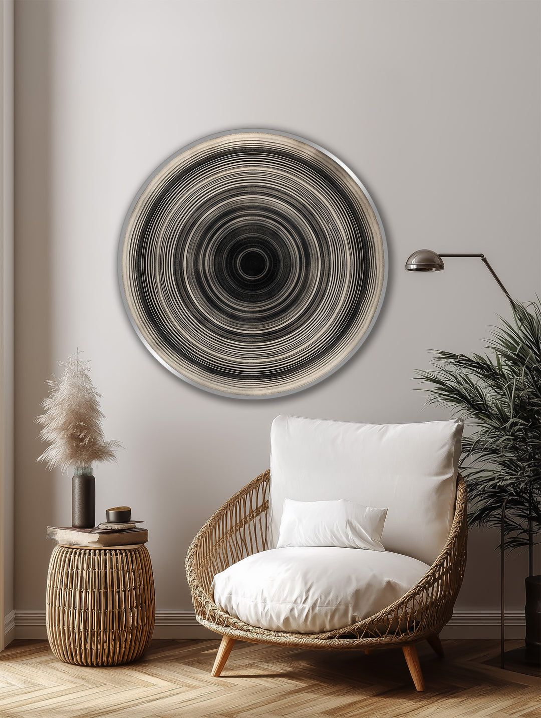 abstract round wooden artwork