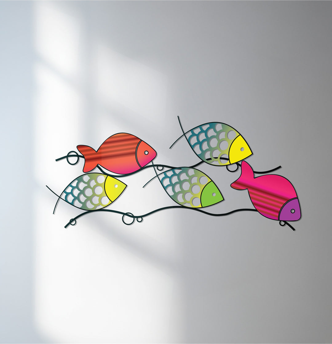 Colorful fish metal wall art for modern homes
