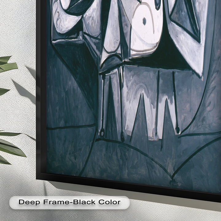 Geometry of Stillness – Monochrome Reclining Picasso Oil Painting