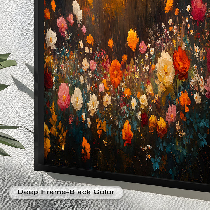 Autumn Forest Flower Wall Art – Colorful Floral Oil Painting