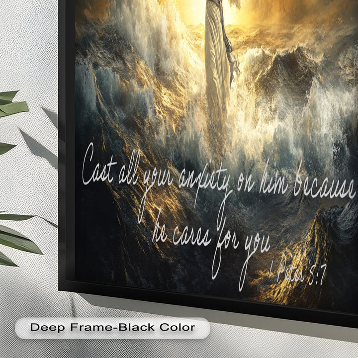 1 Peter 5:7 – Trust in God Bible Verse Oil Painting