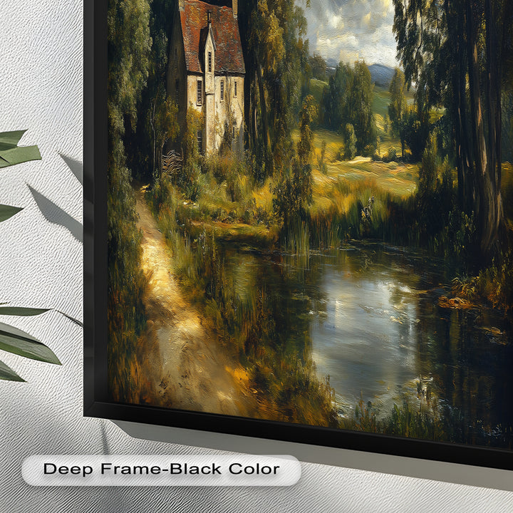 Rustic English Cottage – Charming Countryside Oil Painting