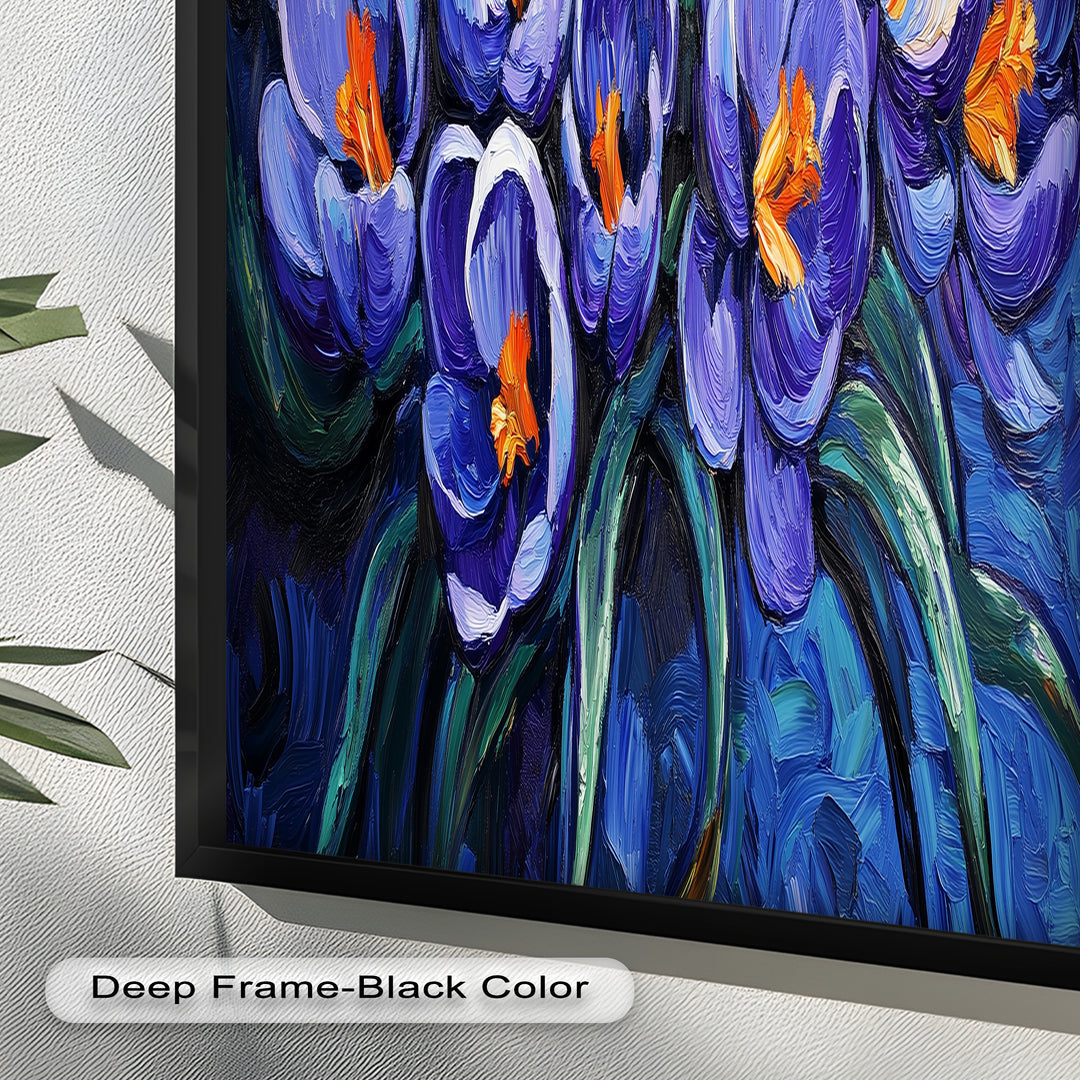 Crocus Flowers in Blue and Violet Hues - Flower Oil Painting