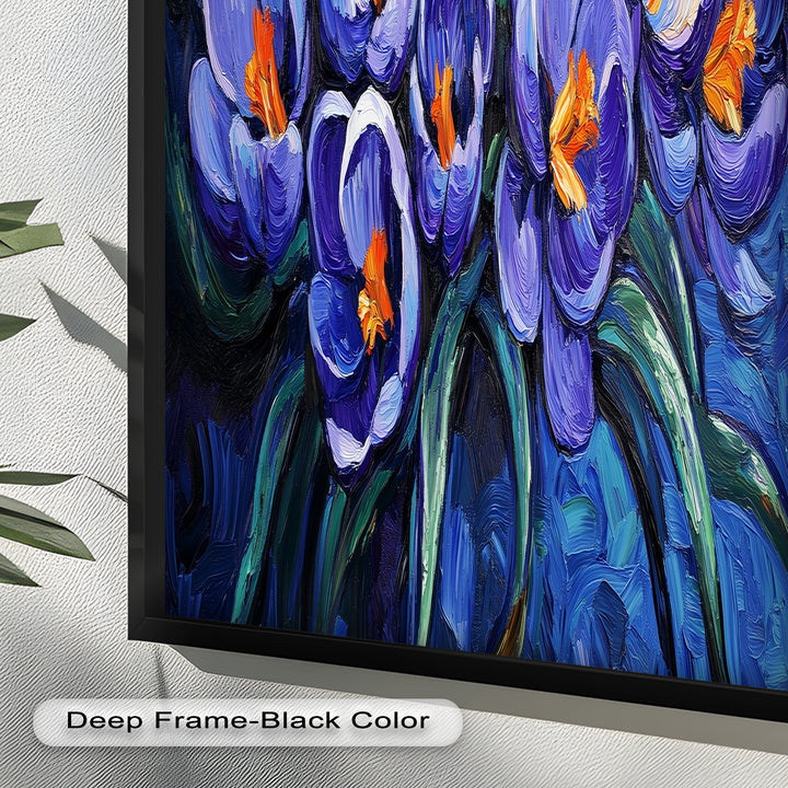 Crocus Flowers in Blue and Violet Hues - Flower Oil Painting