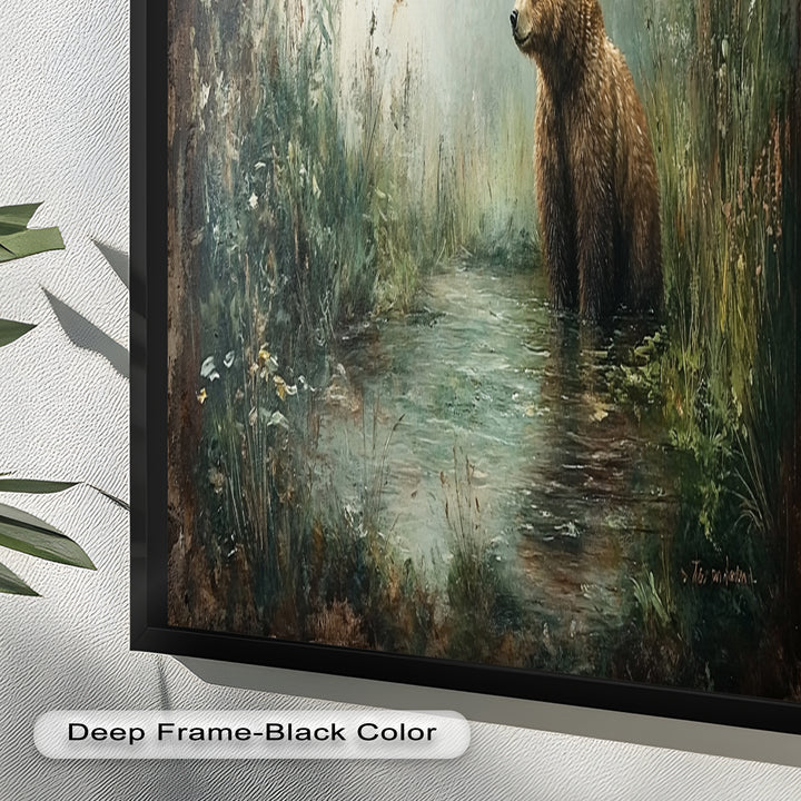 Brown Bear by the Water - Animal Oil Painting