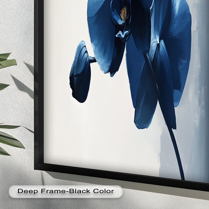 Blue Orchid Wall Art – Modern Floral Oil Painting