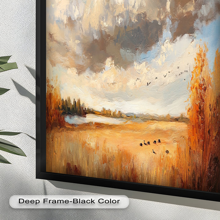 Autumn Meadow Wall Art – Impressionist Landscape Oil Painting