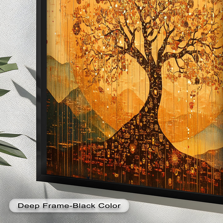 Tree of Light – Radiant Abstract Golden Tree Oil Painting